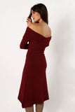 Deena Off Shoulder Midi Dress Red