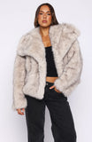 Dirty Martini Faux Fur Jacket Smokey Taupe