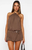 Happy Girl Halter Neck Mini Dress Mocha
