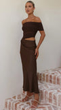Daena Off Shoulder Maxi Dress Chocolate