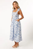 Janie Midi Dress Blue Floral