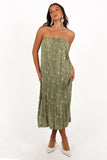 Sylvie Strapless Midi Dress Sage Botanical