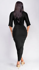 Zelia Venetian Midi Dress Black