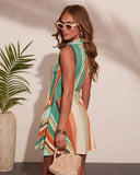 Preppy Feeling Striped Collared Mini Dress