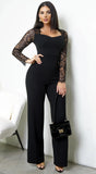 Virella Lace Long Sleeve Jumpsuit Black