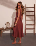 Honeyed Horizon Fit and Flare Midi Dress