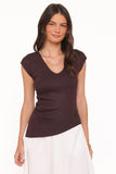 Tori Side Cinch Knitted Top Chocolate Brown