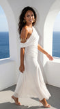 Athenya Draped One Shoulder Maxi Dress Cream White
