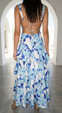 Aurelisse Floral Ruffled Maxi Dress Floral Blue