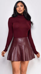 Gigi High Neck Long Sleeve Top Burgundy