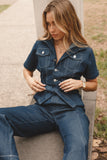 Demi Contrast Stitch Jumpsuit Dark Denim