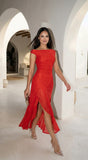 Ascent Off Shoulder Maxi Dress Red