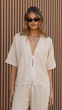 Hartley Tie Shirt Beige White