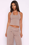 Looking Back Halter Top Pink Stripe