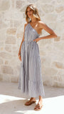 Wendy One Shoulder Maxi Dress Blue White Stripe