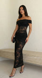 Valenne Off Shoulder Lace Maxi Dress Black