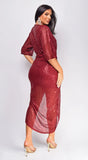 Uma Sequin Midi Dress Burgundy