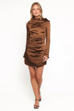 Chance Long Sleeve Mini Dress Brown