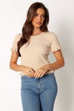 Jeana Knit Short Sleeve Top Taupe