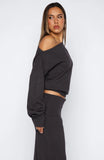 Cant Find The Words Knit Sweater Charcoal
