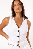 Allegra Linen Vest White