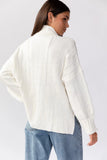 Dana Turtleneck Fringe Knit Sweater White