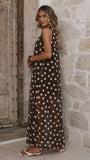 Amryn Maxi Dress Choc White Polka Dot