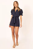 Riley Waist Tie Romper Navy