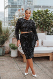 Quinne Cropped Sequin Top Black
