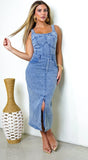 Sevinn Denim Midi Dress Blue