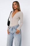 Never Be Tamed Long Sleeve Bodysuit Nude