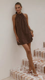 Demy Halter Mini Dress Chocolate