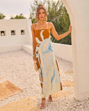 Radiant Tides Abstract Print Maxi Dress