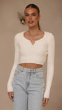 Lacy Long Sleeve Top White