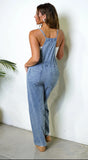 Off Duty Utility Denim Jumpsuit Blue