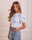 Moonlit Blossom Printed Neck Tie Top