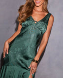 Holiday Haze Satin Jacquard Maxi Dress