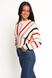 Marie Stripe Knit Sweater White