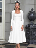 Long Sleeve Square Neck Corset A Line Maxi Dress Ruffle Flowy Formal Long Dresses