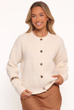 Verago Textured Stripe Cardigan Cream