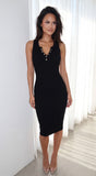 Milana Henley Ribbed Midi Dress Black