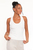 Miles Racerback Rib Knit Tank Top White