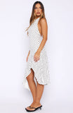Blushing Nights Midi Dress Cream Black Polka Dot