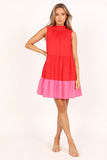 Bradshaw Tiered Mini Dress Red Pink
