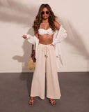 Leelie Drawstring Scrunch Knit Wide Leg Pants