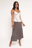 Willow Midi Skirt Brown Blue Floral