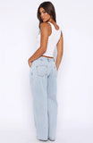 Day At A Time Low Rise Wide Leg Jeans Mid Blue