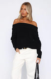 You Dont Need Me Off Shoulder Knit Sweater Black