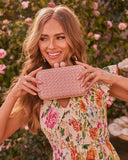 Lindsie Woven Vegan Leather Wooden Frame Clutch