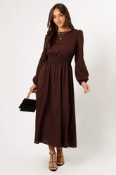 Roman Long Sleeve Maxi Dress Brown
